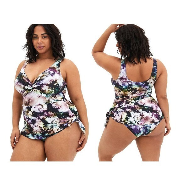torrid Other - Torrid 3 (3X 22/24) Black Tie Dye Assymetrical One Piece Swim Dress‎ Swimsuit
